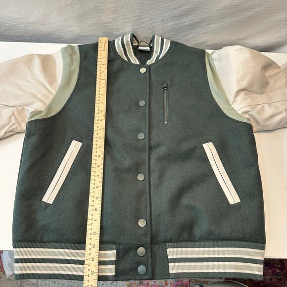 Nike Sportswear Destroyer Womens XS Jacket Wool Leather Varsity Green FN3672 - Picture 13 of 15